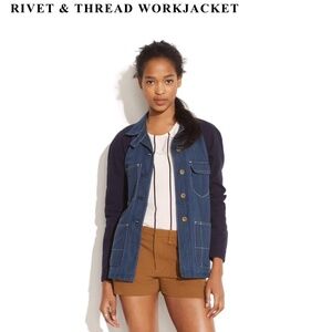 Madewell Rivet & Thread Two-Tone Denim Utility Jacket - Blue & Navy